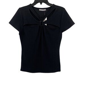 Red by BKE Black Short Sleeve Cut-Out Top Womens Size Large